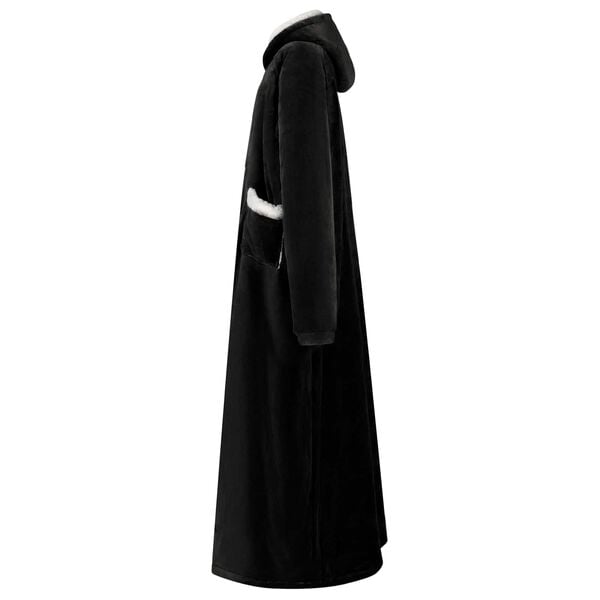 vidaXL Mikina s kapuc&iacute; Čern&aacute; L Fleece a flanel