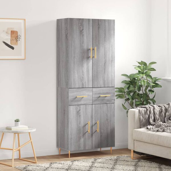 vidaXL Skř&iacute;ň highboard &scaron;ed&aacute; sonoma 69,5 x 34 x 180 cm kompozitn&iacute; dřevo
