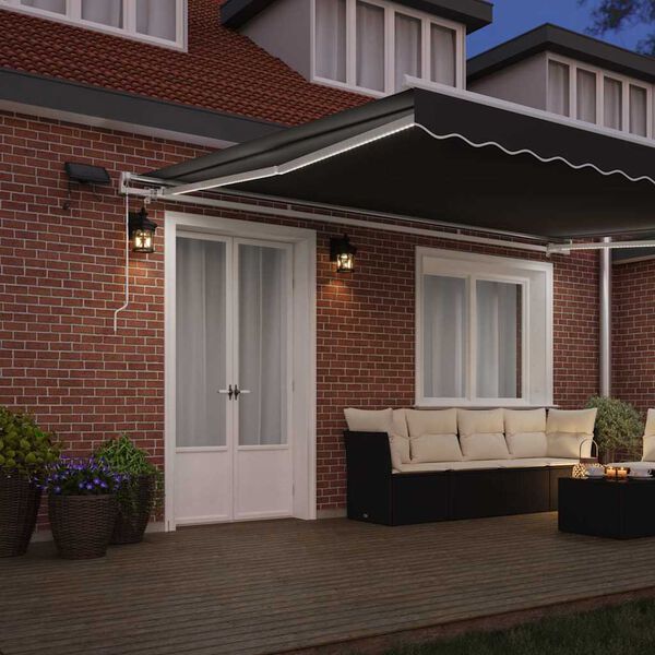 vidaXL Rám markýzy s LED pásovými světly Bílá 500 × 300 cm Hliník