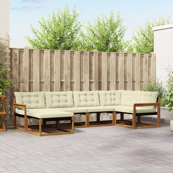 vidaXL Venkovn&iacute; pohovkov&aacute; souprava 6 pcs Přirozen&aacute; a Kr&eacute;mov&aacute;