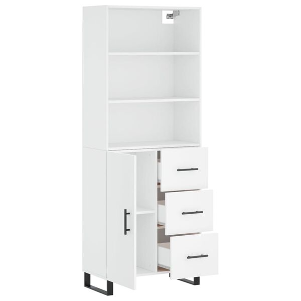 vidaXL Skř&iacute;ň highboard b&iacute;l&aacute; 69,5 x 34 x 180 cm kompozitn&iacute; dřevo