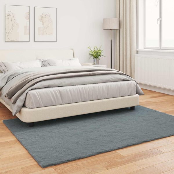 vidaXL Koberec z uměl&eacute; kr&aacute;lič&iacute; kože&scaron;iny Olite Antracit 120 x 170 cm