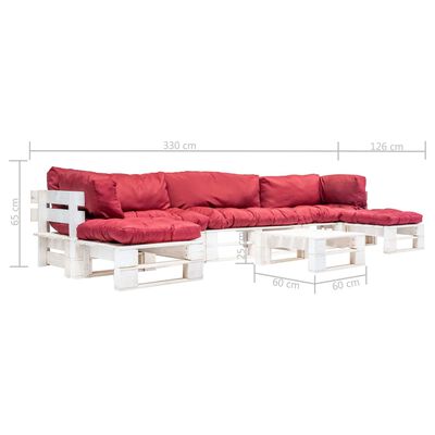 vidaXL 6dílná zahradní sedací souprava z palet červené podušky dřevo