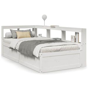 vidaXL Postel s knihovnou bez matrace b&iacute;l&aacute; 75x190 cm masivn&iacute; borovice