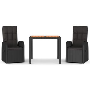 vidaXL 3d&iacute;ln&yacute; zahradn&iacute; j&iacute;deln&iacute; set s podu&scaron;kami čern&yacute; polyratan