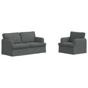 vidaXL Set pohovek 2 ks Tmavě &scaron;ed&aacute; textil