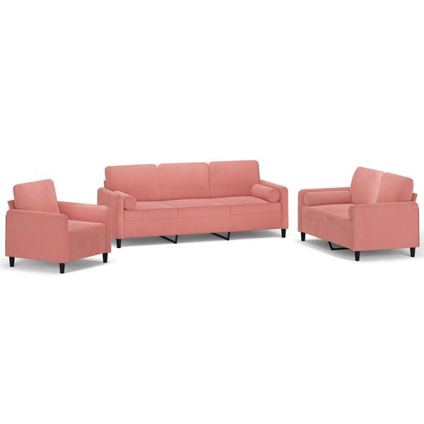 vidaXL 3d&iacute;ln&aacute; sedac&iacute; souprava s pol&scaron;t&aacute;ři a podu&scaron;kami růžov&aacute; samet