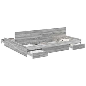 vidaXL R&aacute;m postele s &uacute;ložn&yacute;m prostorem s čelo &Scaron;ed&aacute; Sonoma 135 x 190 cm
