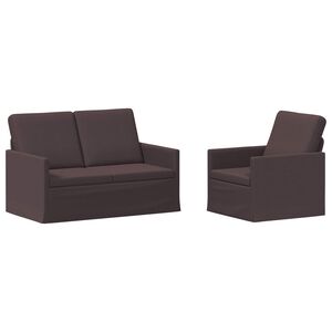 vidaXL Set pohovek 2 pcs Tmavě hněd&aacute; Textil