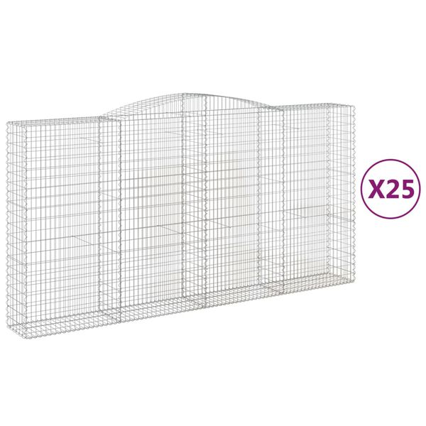 vidaXL Klenut&eacute; gabionov&eacute; ko&scaron;e 25ks 400x50x200/220cm pozinkovan&eacute; železo