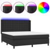 vidaXL Box spring postel s matrac&iacute; a LED čern&aacute; 160x200 cm uměl&aacute; kůže