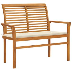 vidaXL Zahradn&iacute; lavice s kr&eacute;movou podu&scaron;kou 112 cm masivn&iacute; teak