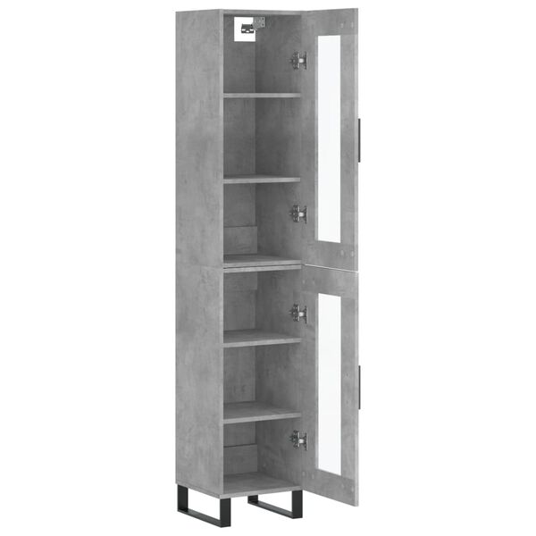 vidaXL Skř&iacute;ň highboard betonově &scaron;ed&aacute; 34,5x34x180 cm kompozitn&iacute; dřevo