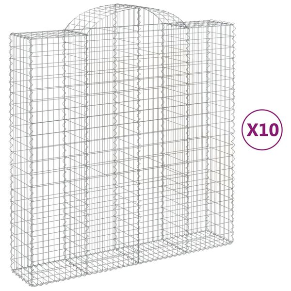 vidaXL Klenut&eacute; gabionov&eacute; ko&scaron;e 10ks 200x50x200/220cm pozinkovan&eacute; železo