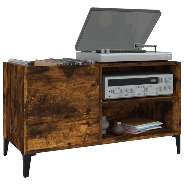 vidaXL Skř&iacute;ňka na LP desky kouřov&yacute; dub 84,5x38x48 cm kompozitn&iacute; dřevo