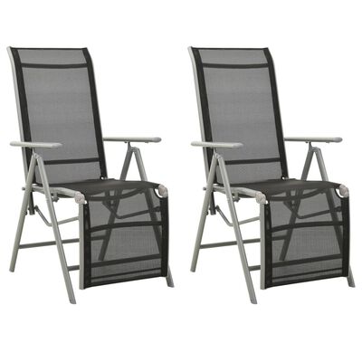 vidaXL Polohovací zahradní židle 2 ks textilen a hliník stříbrné