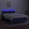 vidaXL Box spring postel s matrac&iacute; a LED modr&aacute; 140x200 cm textil