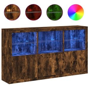 vidaXL Př&iacute;born&iacute;k s LED osvětlen&iacute;m kouřov&yacute; dub 181,5 x 37 x 100 cm