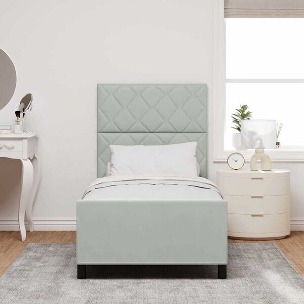 vidaXL Postel s boxspringem s čelo Světle &scaron;ed&aacute; 90 x 190 cm samet