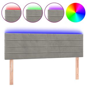 vidaXL Čelo postele s LED světle &scaron;ed&eacute; 144 x 5 x 78/88 cm samet
