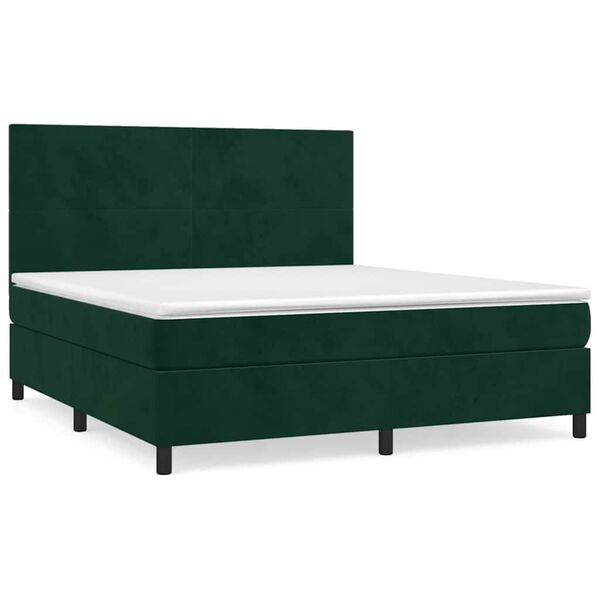 vidaXL Box spring postel s matrac&iacute; tmavě zelen&aacute; 180x200 cm samet