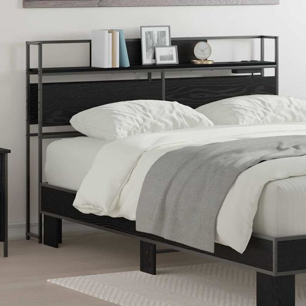 vidaXL &Uacute;ložn&eacute; čelo postele s polic&iacute; Čern&yacute; dub 120 cm Kompozitn&iacute; dřevo