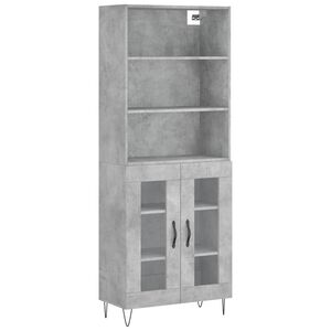 vidaXL Skř&iacute;ň highboard betonově &scaron;ed&aacute; 69,5x34x180 cm kompozitn&iacute; dřevo