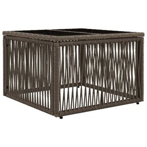 vidaXL Zahradn&iacute; stůl &Scaron;ed&aacute; a čern&aacute; 55 x 55 x 37 cm PE ratan a sklo