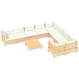 vidaXL 10d&iacute;ln&aacute; zahradn&iacute; sedac&iacute; souprava s kr&eacute;mov&yacute;mi podu&scaron;kami borovice