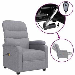 vidaXL Elektrick&eacute; mas&aacute;žn&iacute; křeslo světle &scaron;ed&eacute; textil