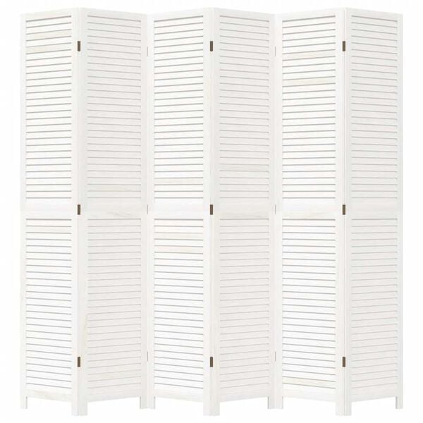 vidaXL Parav&aacute;n 6d&iacute;ln&yacute; b&iacute;l&yacute; masivn&iacute; dřevo pavlovnie