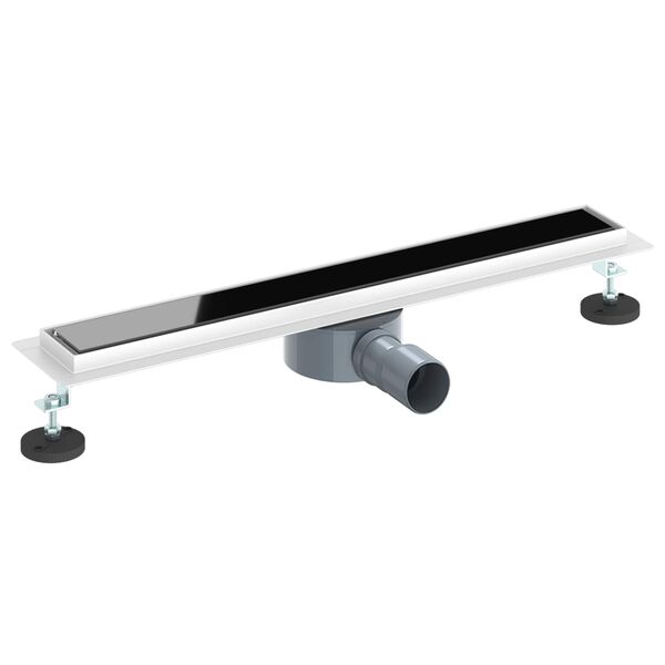 vidaXL Sprchov&yacute; odtok s skleněn&yacute;m v&iacute;kem a 360&deg; sifonem Čern&aacute; 60 cm