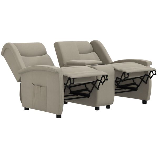 vidaXL 2m&iacute;stn&eacute; polohovac&iacute; křeslo světle &scaron;ed&eacute; l&aacute;tka z mikrovl&aacute;kna