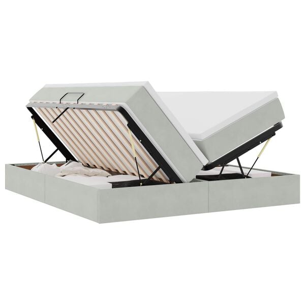 vidaXL Postel s &uacute;ložn&yacute;m prostorem a matrac&iacute; Světle &scaron;ed&aacute; 180 x 200 cm