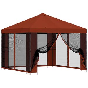 vidaXL Zahradn&iacute; alt&aacute;n se stěnami 3 x 3 m Cihlov&aacute; Polyester a ocel