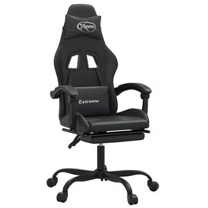 vidaXL Otočn&aacute; hern&iacute; židle s podnožkou čern&aacute; uměl&aacute; kůže