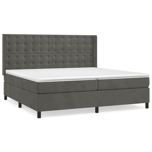 vidaXL Box spring postel s matrac&iacute; tmavě &scaron;ed&aacute; 200x200 cm samet