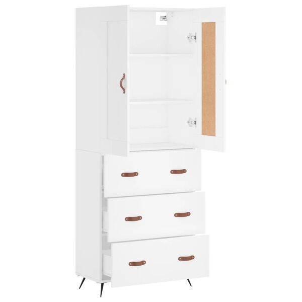 vidaXL Skř&iacute;ň highboard b&iacute;l&aacute; 69,5 x 34 x 180 cm kompozitn&iacute; dřevo