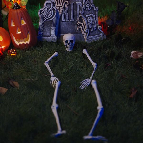 vidaXL Halloween kostlivec B&iacute;l&aacute; 45,5 x 13 cm Plast