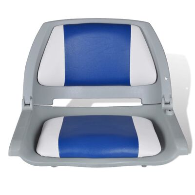 Sklopné sedadlo do člunu s opěradlem modrobílý polštář 41 x 51 x 48 cm