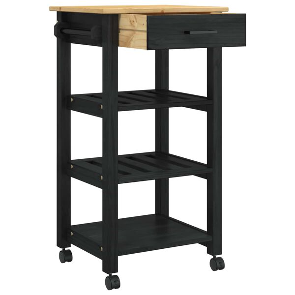 vidaXL Kuchyňsk&yacute; voz&iacute;k Čern&aacute; 88,5 x 40 x 48 cm