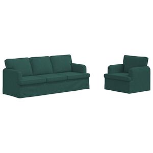 vidaXL Set pohovek 2 ks Tmavě zelen&aacute; textil