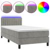 vidaXL Box spring postel s matrac&iacute; a LED světle &scaron;ed&aacute; 90x200 cm samet