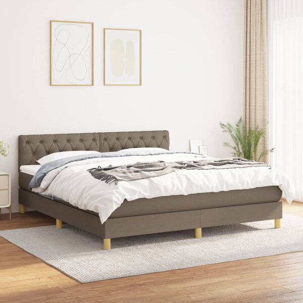 vidaXL Box spring postel s matrac&iacute; taupe 160x200 cm textil