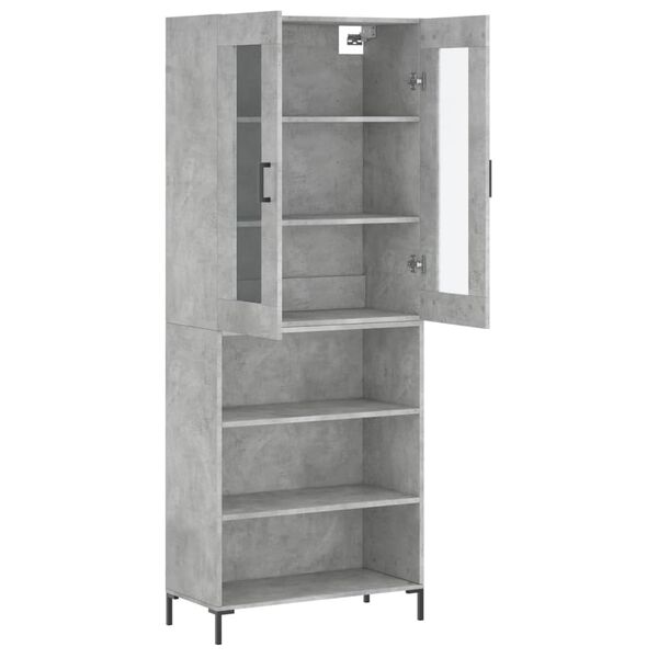 vidaXL Skř&iacute;ň highboard betonově &scaron;ed&aacute; 69,5x34x180 cm kompozitn&iacute; dřevo
