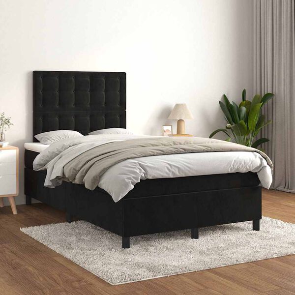 vidaXL Box spring postel s matrac&iacute; čern&aacute; 120 x 190 cm samet
