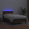 vidaXL Box spring postel s matrac&iacute; a LED hněd&aacute; 90x190 cm uměl&aacute; kůže