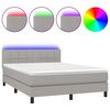 vidaXL Box spring postel s matrací a LED světle šedá 140x200 cm textil