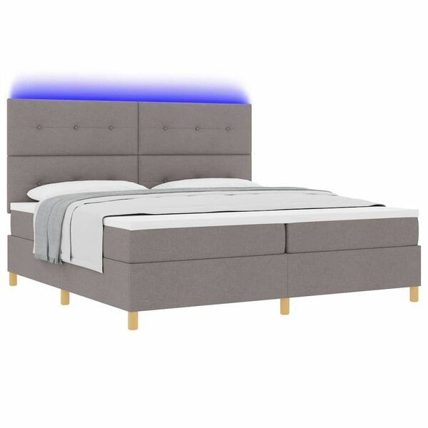 vidaXL LED box pružinov&aacute; postel s matrac&iacute; Taupe 200 x 200 cm textil