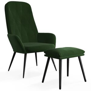vidaXL Relaxačn&iacute; křeslo s podnožkou tmavě zelen&eacute; samet